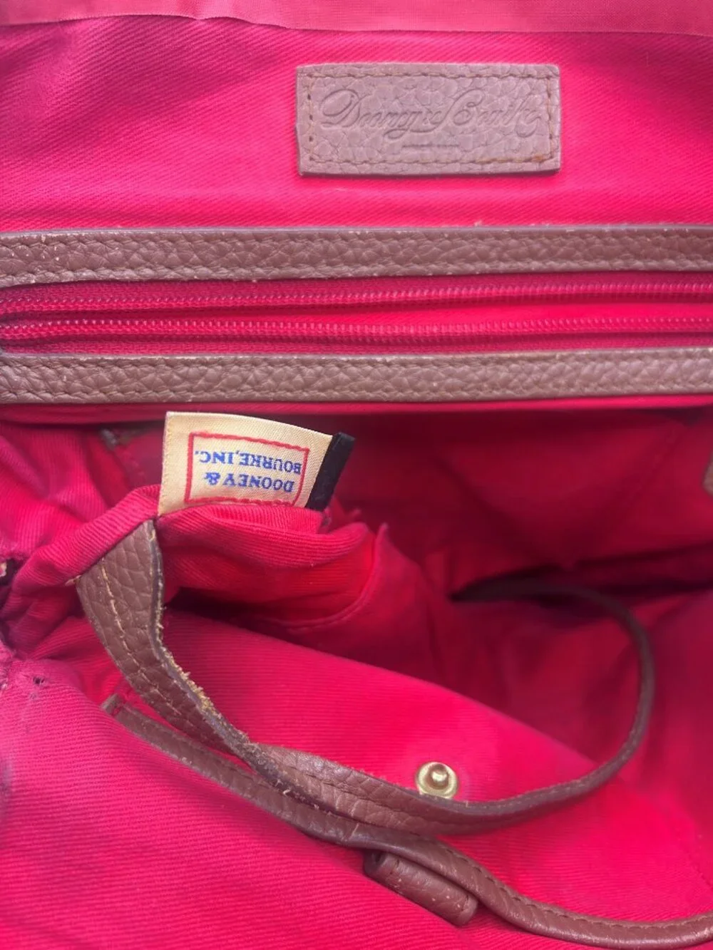 Dooney & Bourke Tan Pebble Leather Backpack Project Bag AS IS